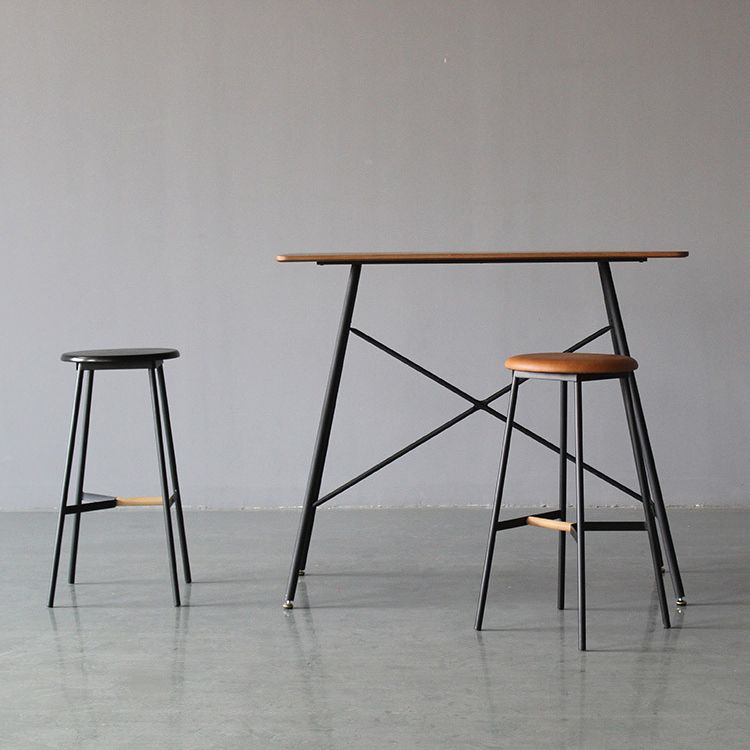 Modern Rectangle Bar Counter Table Wooden Dining Table with Metal Legs