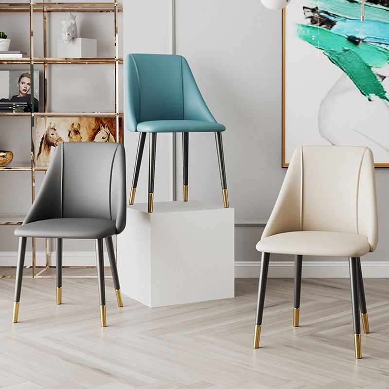 Luxurious Upholstered Armless Chair Leather Chair with Metal Base for Dining Room