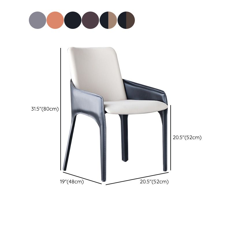 Contemporary Metal Dining Room Chair Arm Faux Leather Side Chair for Dining Room
