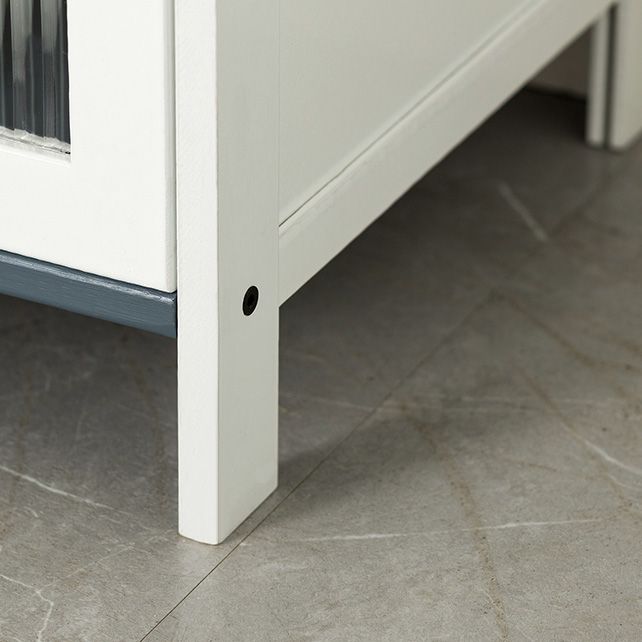 Rectangle Contemporary Cabinet with Glass Doors in Whiet,16.93" Long