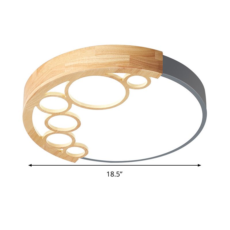 Plafonnier rond en métal de 18,5"/23" W, lampe LED moderniste à montage encastré, gris, lumière chaude/blanche/télécommande, gradation continue