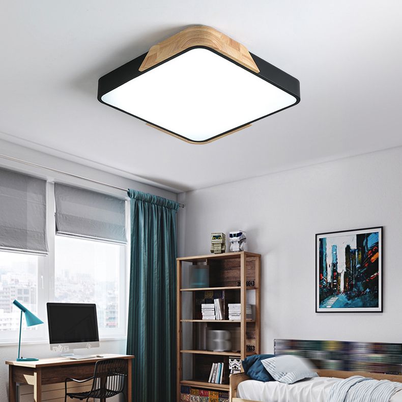 Square Flush Mount Fixture Contemporary Metal 1 Light Flush Light