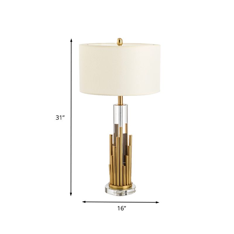 Scrivania cilindrica contemporanea luce chiara cristallo 1 lampada da tavolo notturno in oro