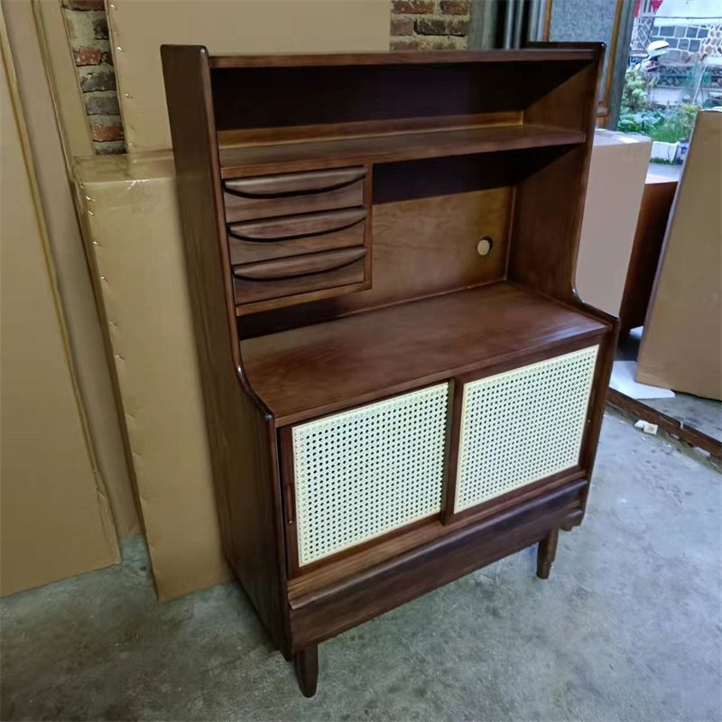 Mid-Century Modern Rectangle Storage Cabinet Solid Wood Accent Cabinet