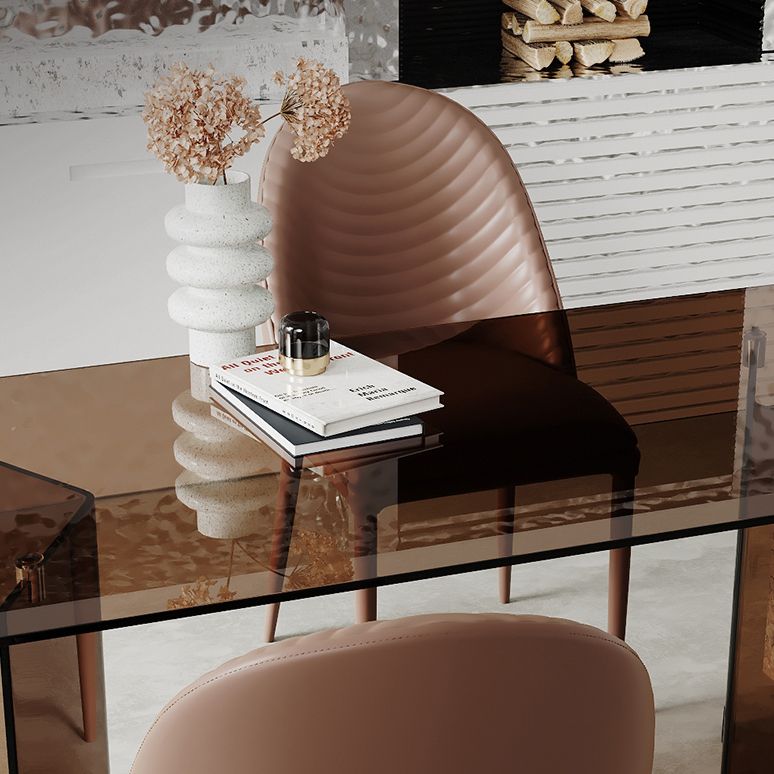 Glass Contemporary Free Form Dining Table Clear Glass Table for Dining Room and Kitchen