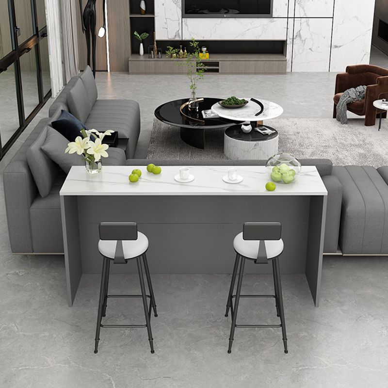 Stone Top Rectangle Pub Table Set 1/2/3 Pcs Modern Bar Table Set with 2 Stools