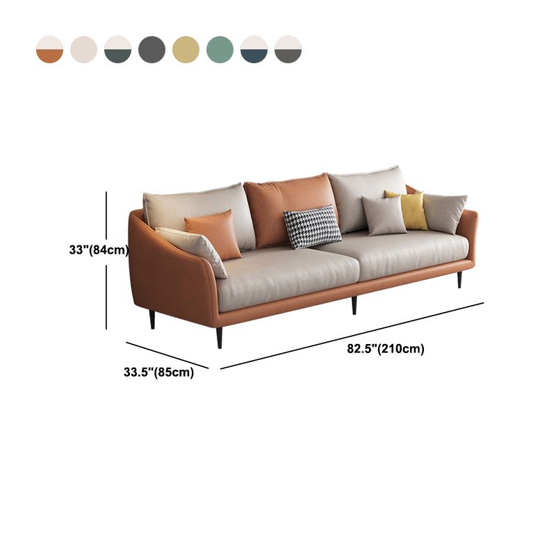82.67" L Faux Leather Contemporary Sloped Arm Sofa Standard Sofa