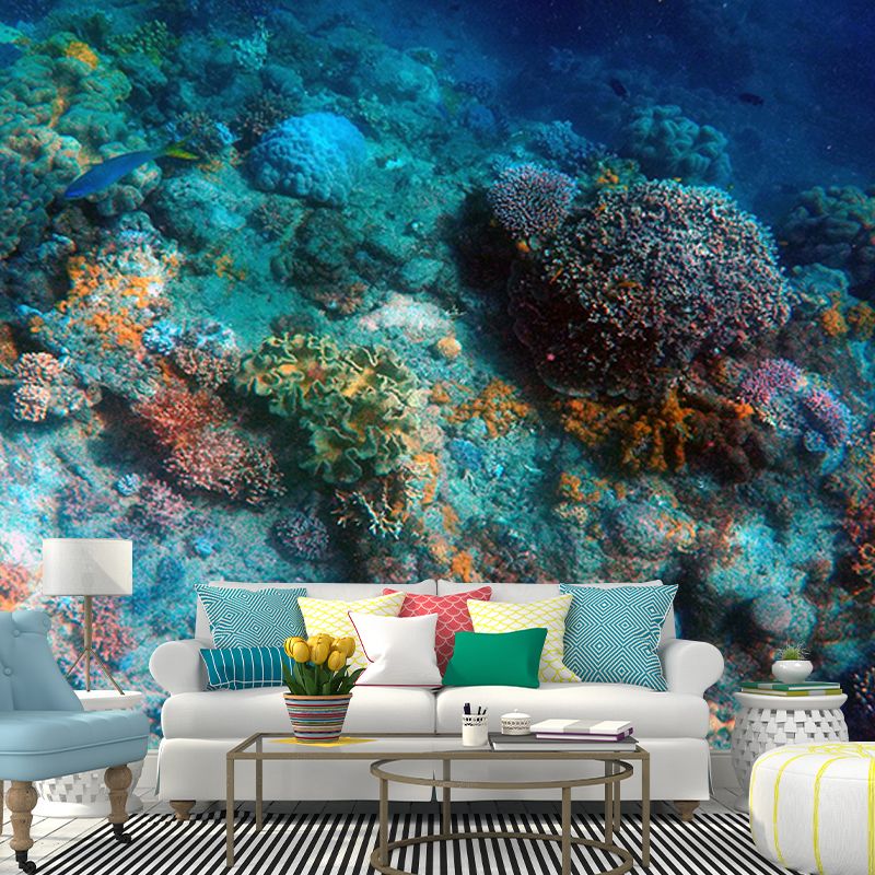 Tropical Seabed Mural Wall Covering Decorative Mildew Resistant for Living Room