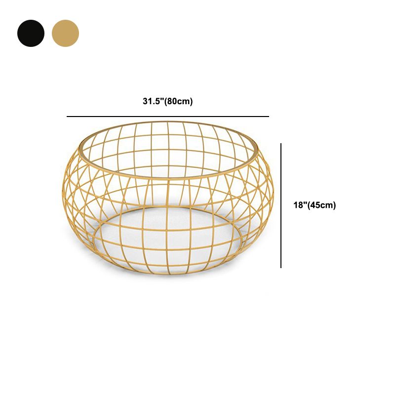 Contemporary Round Glass Top Cocktail Table with Frame Base in Iron