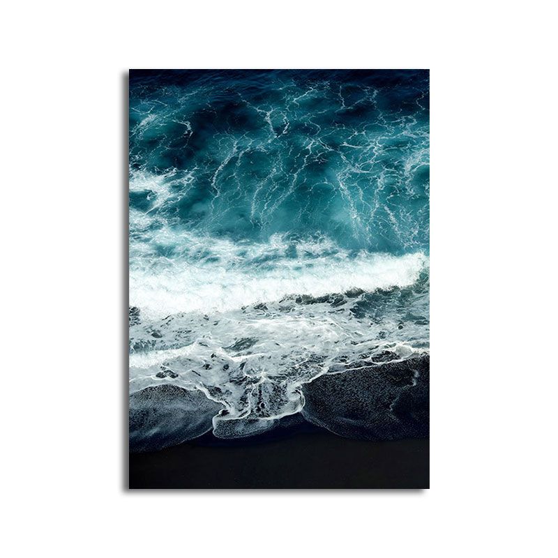 Tropical Ocean Water Art Print Canvas Textured Dark Color Wall Decor for Living Room
