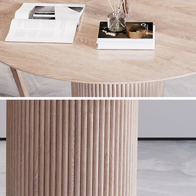 Runder Holz Esstisch Moderner Eiche mit doppelten Sockeln für das Restaurant