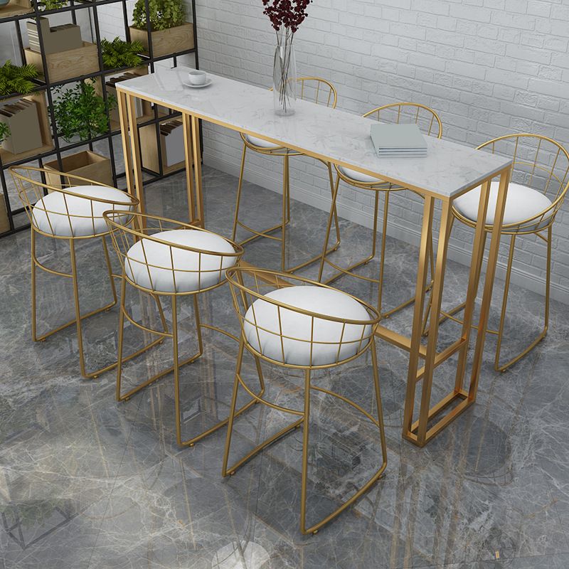 Contemporary Backrest Bar Stools Metal Barstool with Gold Footrest