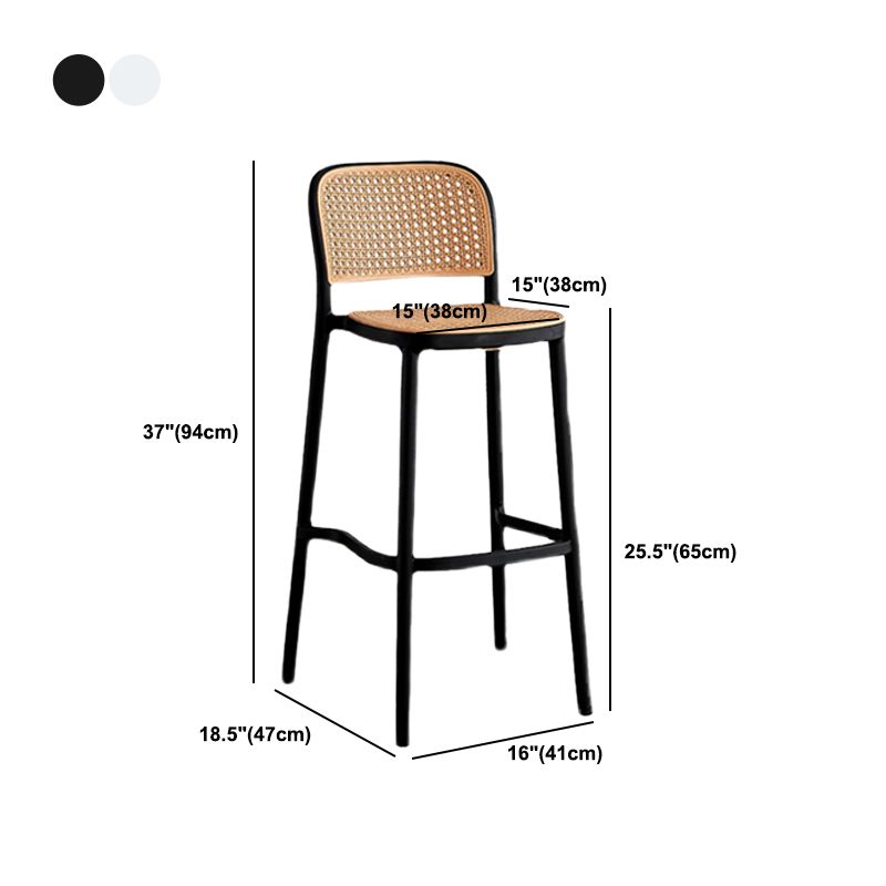 Contemporary Square Footrest Stool Plastic Rattan Stool in White and Black