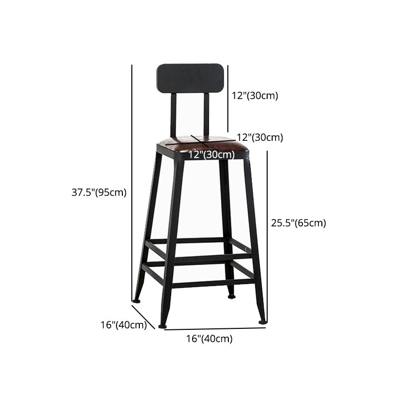 Asiento de cuero cuadrado de estilo industrial con patas de metal Taburete para barra de cocina