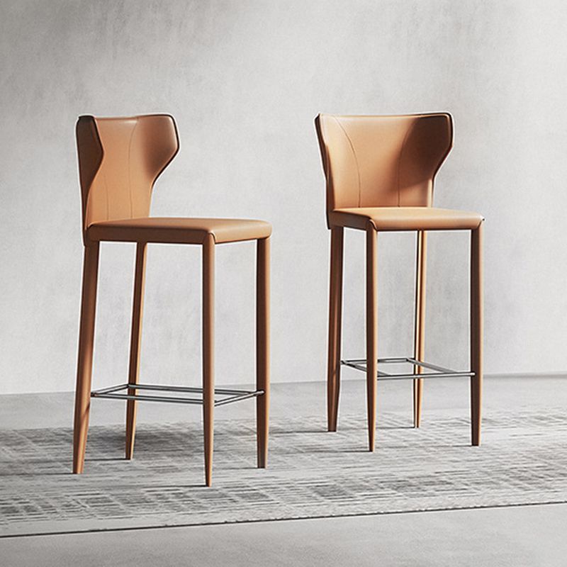 Glam Leather Counter Height Stools Low Back Bar Stools for Indoor