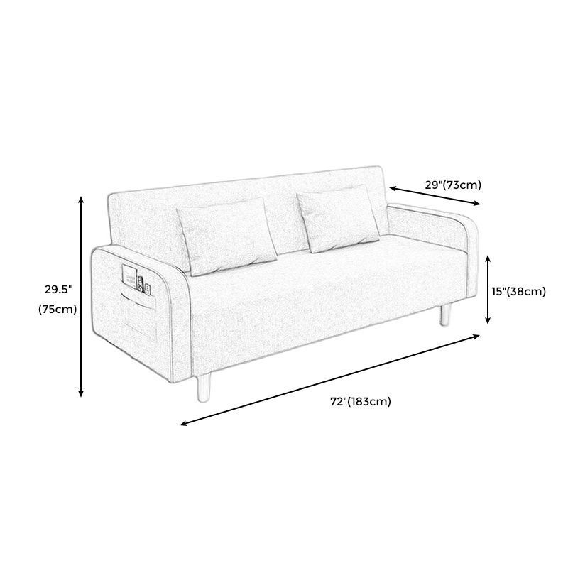 Square Arm Split Back Nordic Fabric 3-seat Sofa Spleeper Sofa 28.74" D x 35.43" H