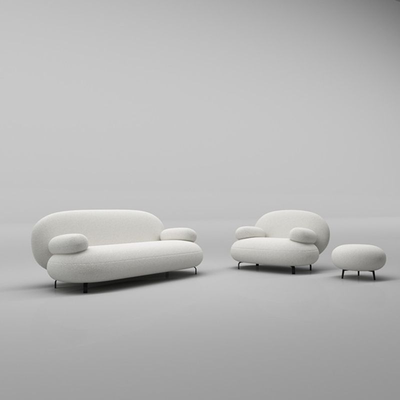 Contemporary 27.5" H White Wool Pillow Top Arm Sofa For Living Room