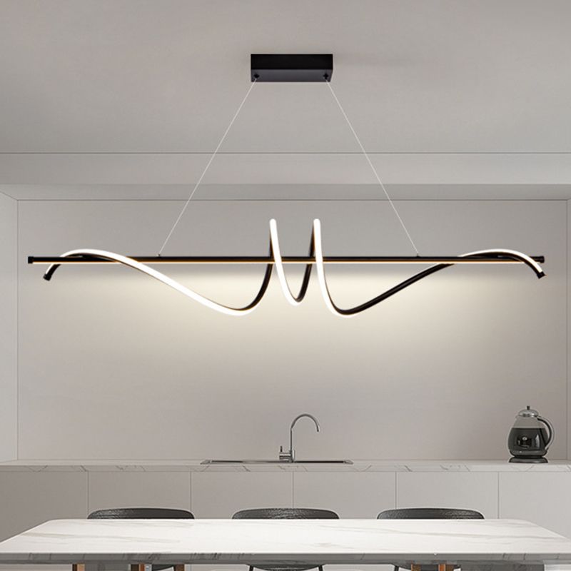 Modern Wavy Island Light Fixture Metal Dining Room Island Pendant Light