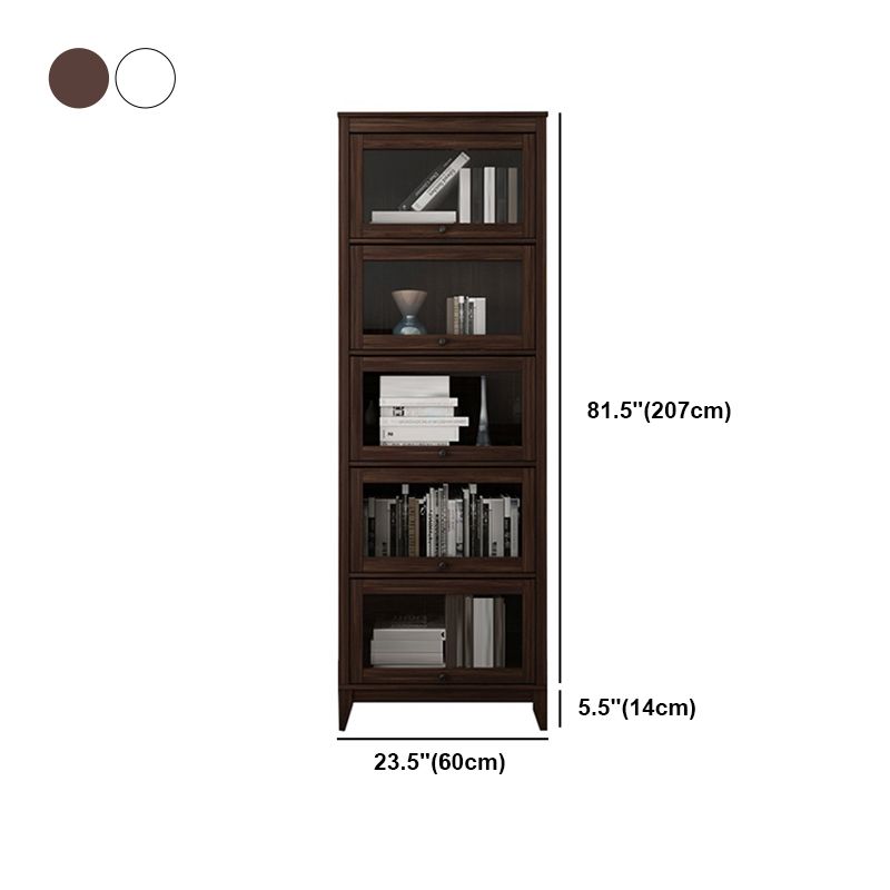 Contemporary Manufactured Wood Vertical Bookcase with Glass Doors