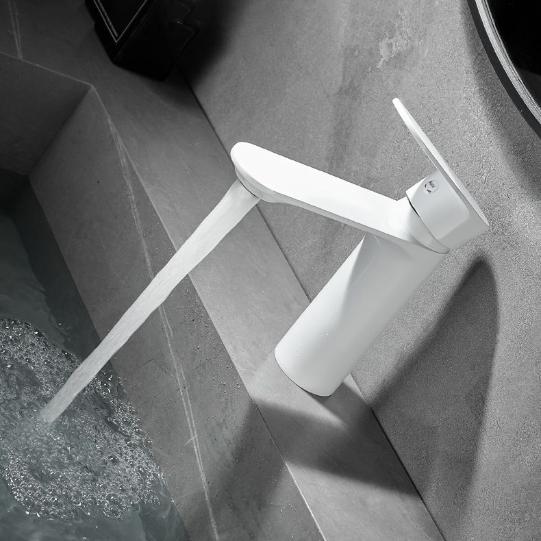 Bathroom Sink Faucet Lever Handle Brass Solid Color Washroom Faucet