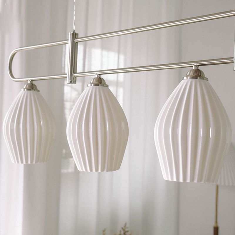 Contemporary Island Light Lantern-Shaped Ceramics 4 Light Island Pendant Lights