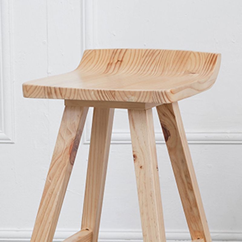 Contemporary Wood Seat Bar Stool Low Back Bar Stool for Home Use