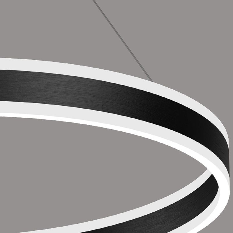 Modern Black Chandelier Multiple Rings Pendant Lighting Fixtures Metal Chandelier