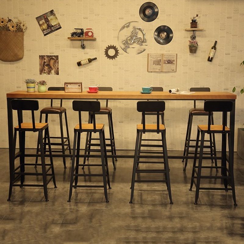 Industrial 1/4/5/9 Pieces Bar Table Set Rectangle Pine Wood Counter Table for Bar