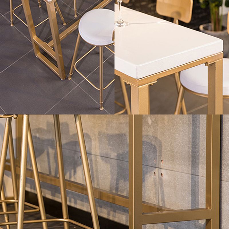 Glam Faux Marble Bar Counter Table Rectangle Bar Counter Table with Metal Legs for Kitchen