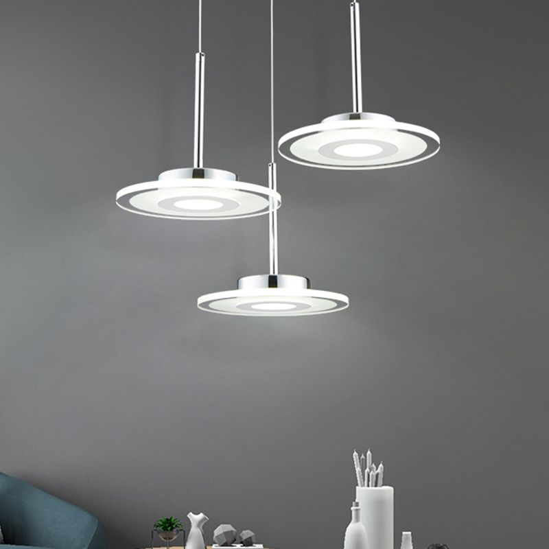 Modern Circular Acrylic Pendant LED Hanging Ceiling Light in Warm/White/Natural Light with Round/Linear Canopy