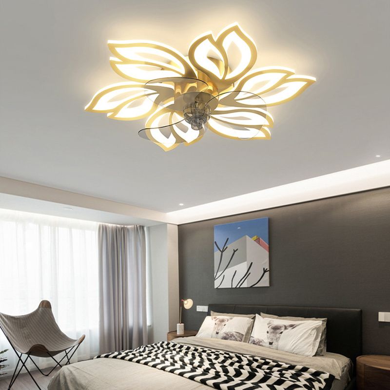 Modern Style Ceiling Fan Light LED Ceiling Mount Lamp with Acrylic Shade for Living Room