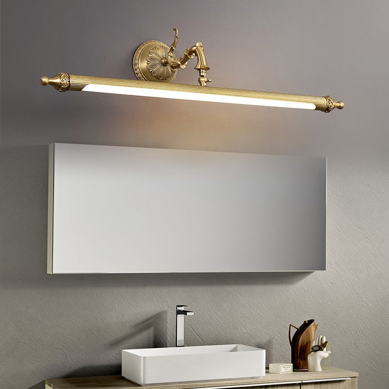 28 "de ancho de estilo tradicional Mirror de tocador LED Lámpara de pared de latón antigüedad