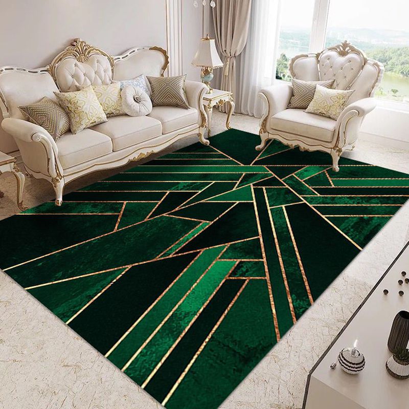 Modern Home Decor Carpet Geometric Contrast Panel Area Rug Polyester Carpet with Non-Slip Backing