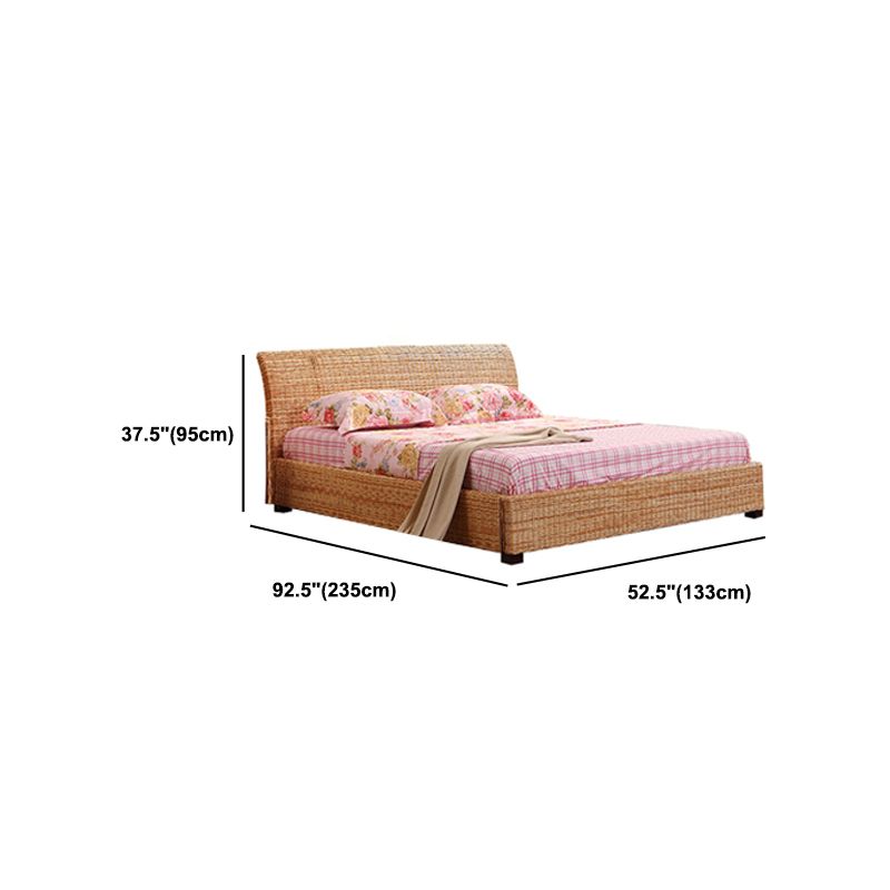 Tropical  Rattan Standard Bed Brown 37.40" High Bed with Headboard