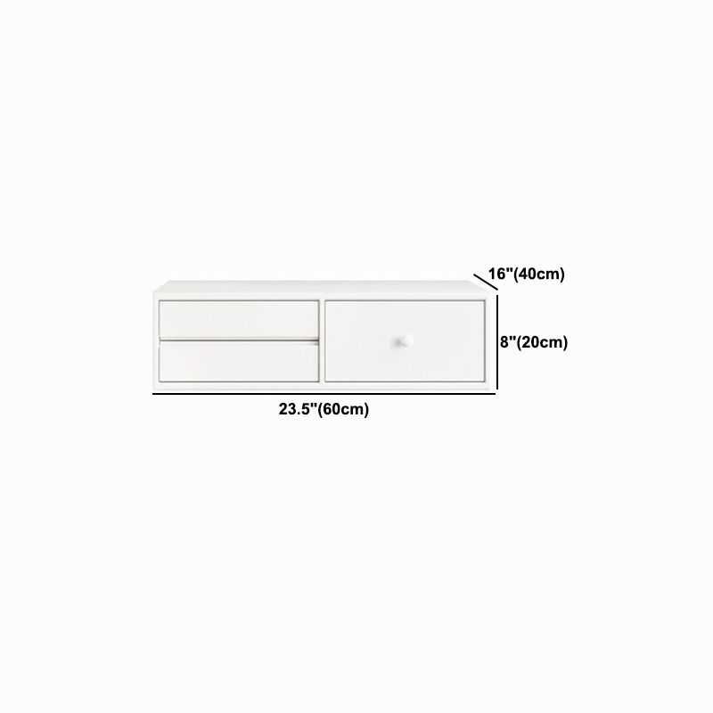 Contemporary Vanity 3 Storage Drawers Dresser with Mirror Stool in White