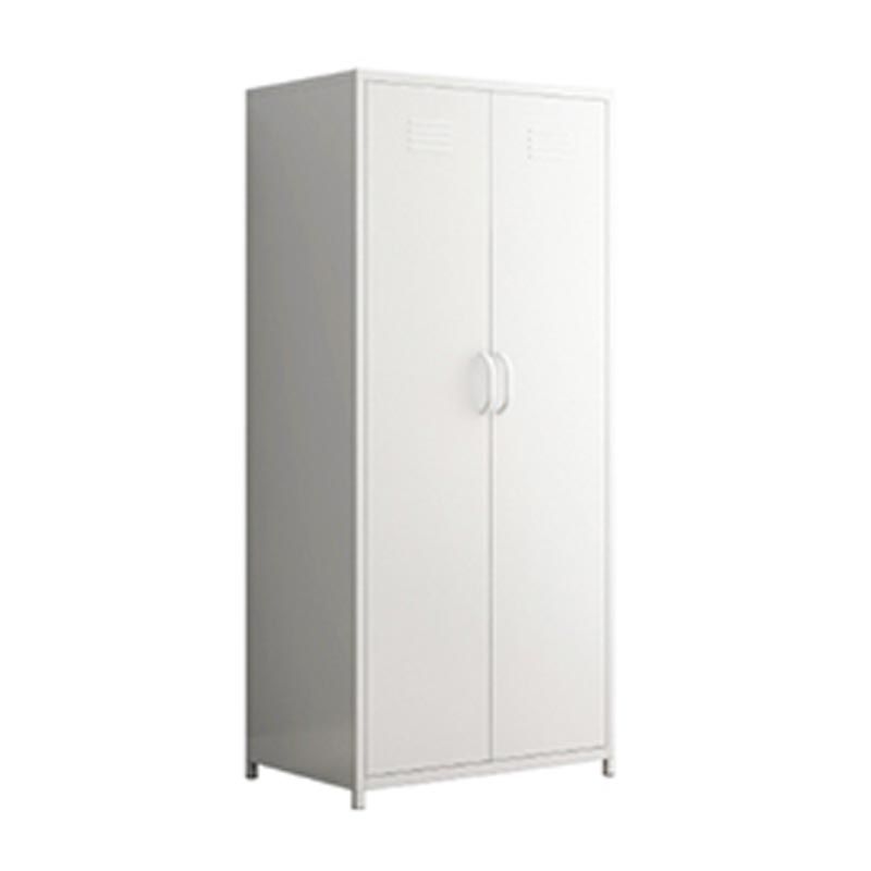 White Steel Wardrobe Cabinet with Adjustable Shelves Modern Wardrobe Closet