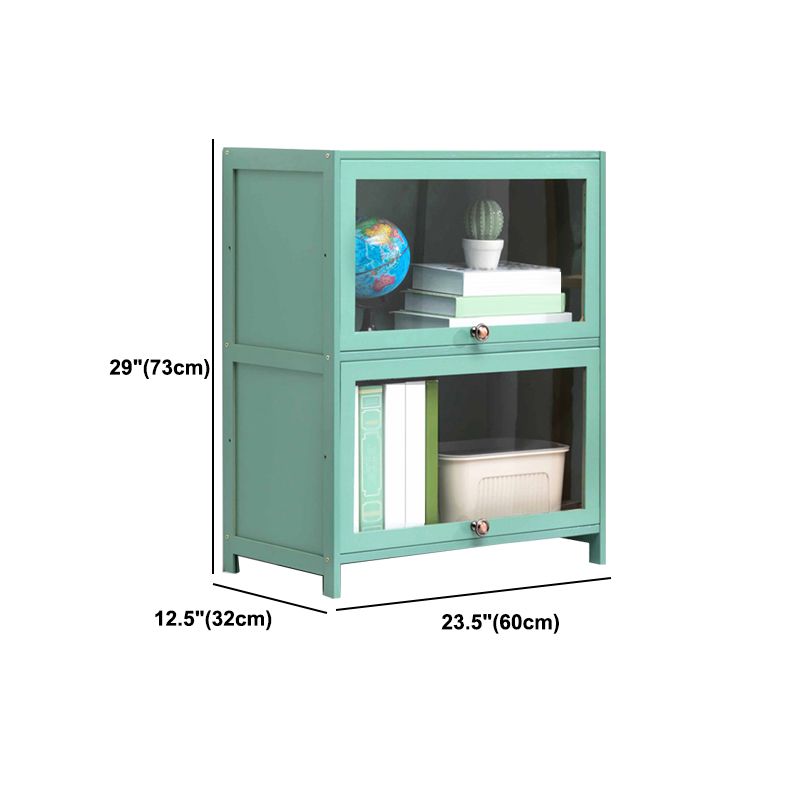 Contemporary Green Barrister Bookcase Bamboo Bookcase for Home Office