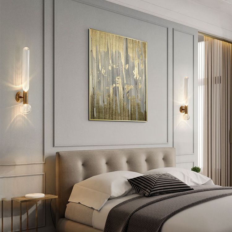 Contemporary Gold Glass Wall Mounted Lighting 1-Light Wall Sconce for Living Room