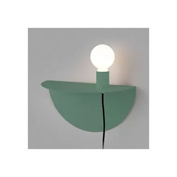 Open Bulb Kids Bedroom Wall Light with Half-Circle Metal 1 Light Nordic Style Sconce Light