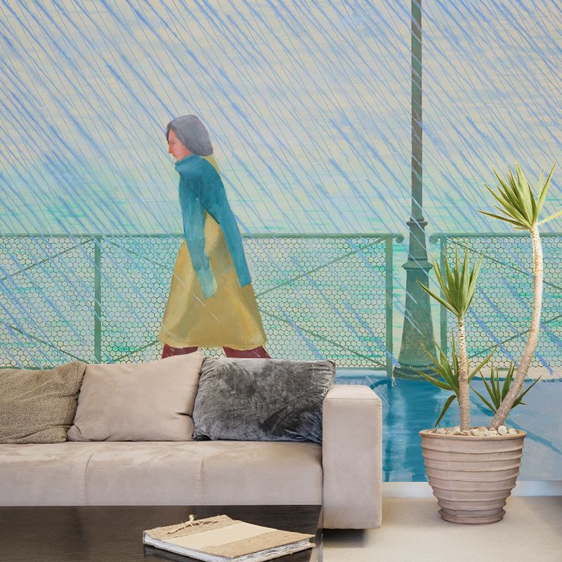 Large Walk in Rain Murals Wallpaper Moisture Resistant Artistry Bedroom Wall Decor