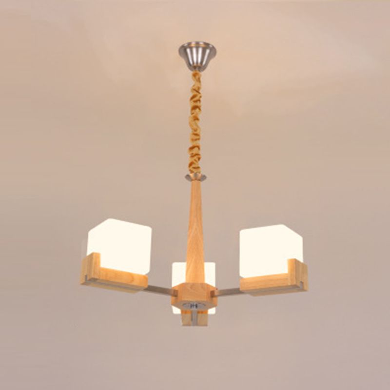 Quadratische Kronleuchterleuchte moderne weiße GlaSpendant Beleuchtung für das Restaurant