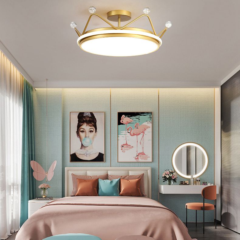 Couronne moderne semi-luminaire de plafond luminaire en métal LED CHAMBRE SEMI FUX MONT ÉCLAIR