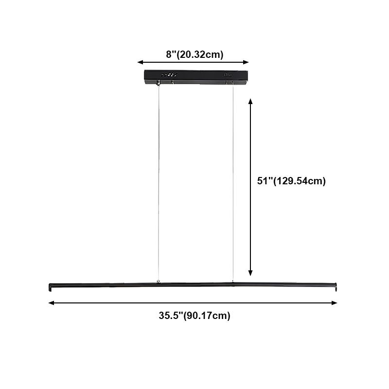 Linear Shape Island Pendant Contemporary Style Metal 1 Light Island Pendant Light in Black