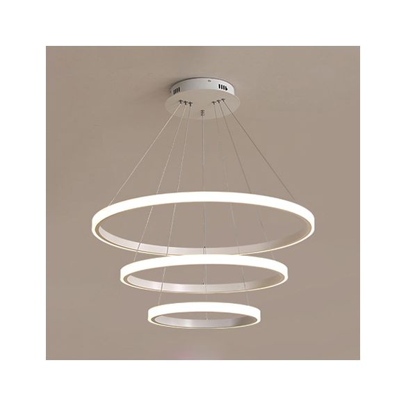 LED acrílico simple de lámpara de lámpara de bucle 1/2/3 dormitorio de techo colgante de dormitorio con luz cálida/blanca/natural