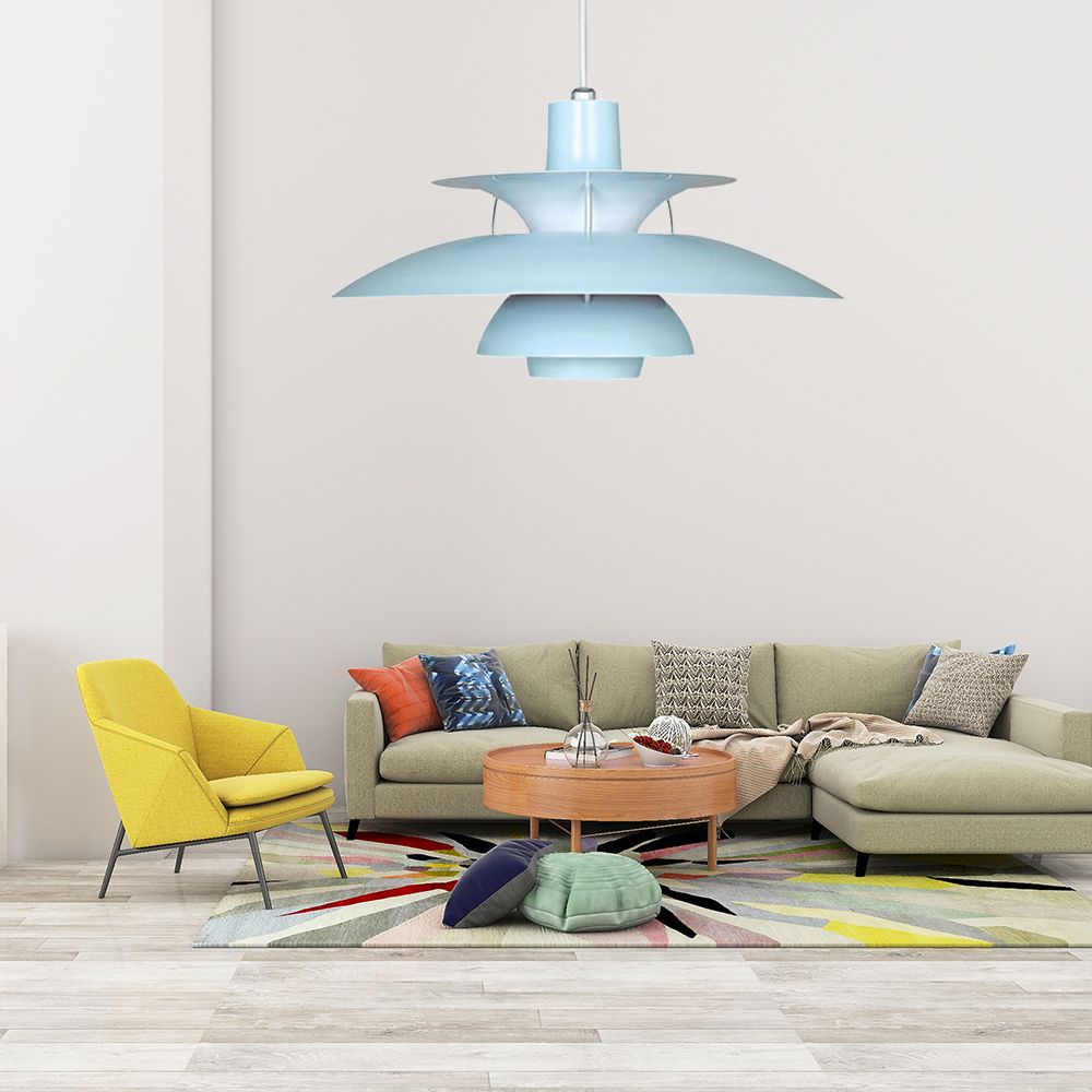 3 Layers Pendant Light with Flared Shade Macaron Style Aluminum 1 Light Black/Gray Hanging Lamp, 12"/16" Wide