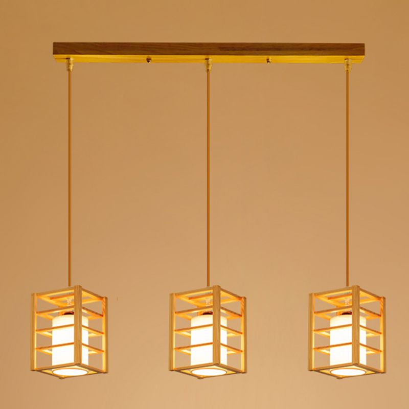 Holzrechteck hängende Lampe zeitgenössische weiße Glasschatten -Anhängerlampe für Esszimmer