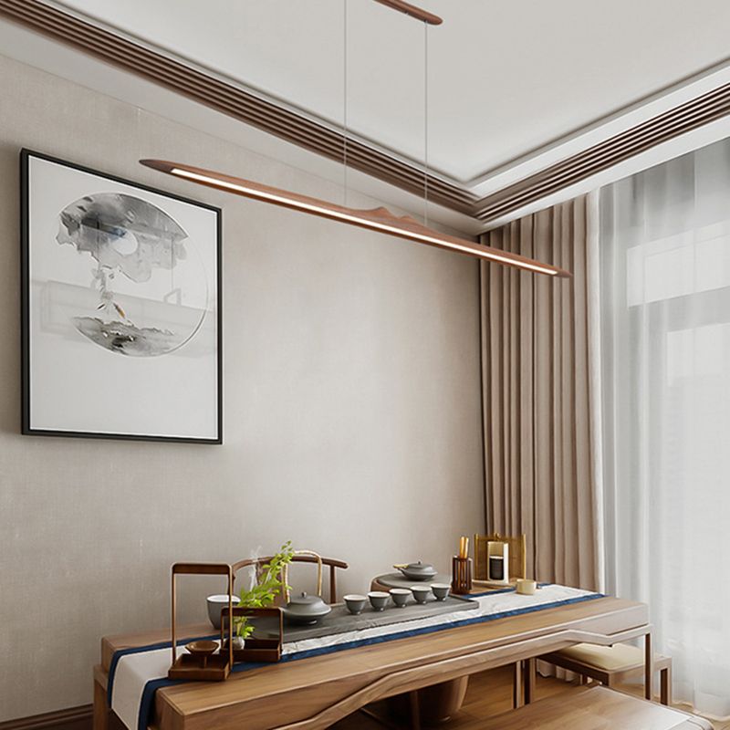 Wood Hanging Pendant Lights Nordic Modern Linear Hanging Lamps for Tea Room