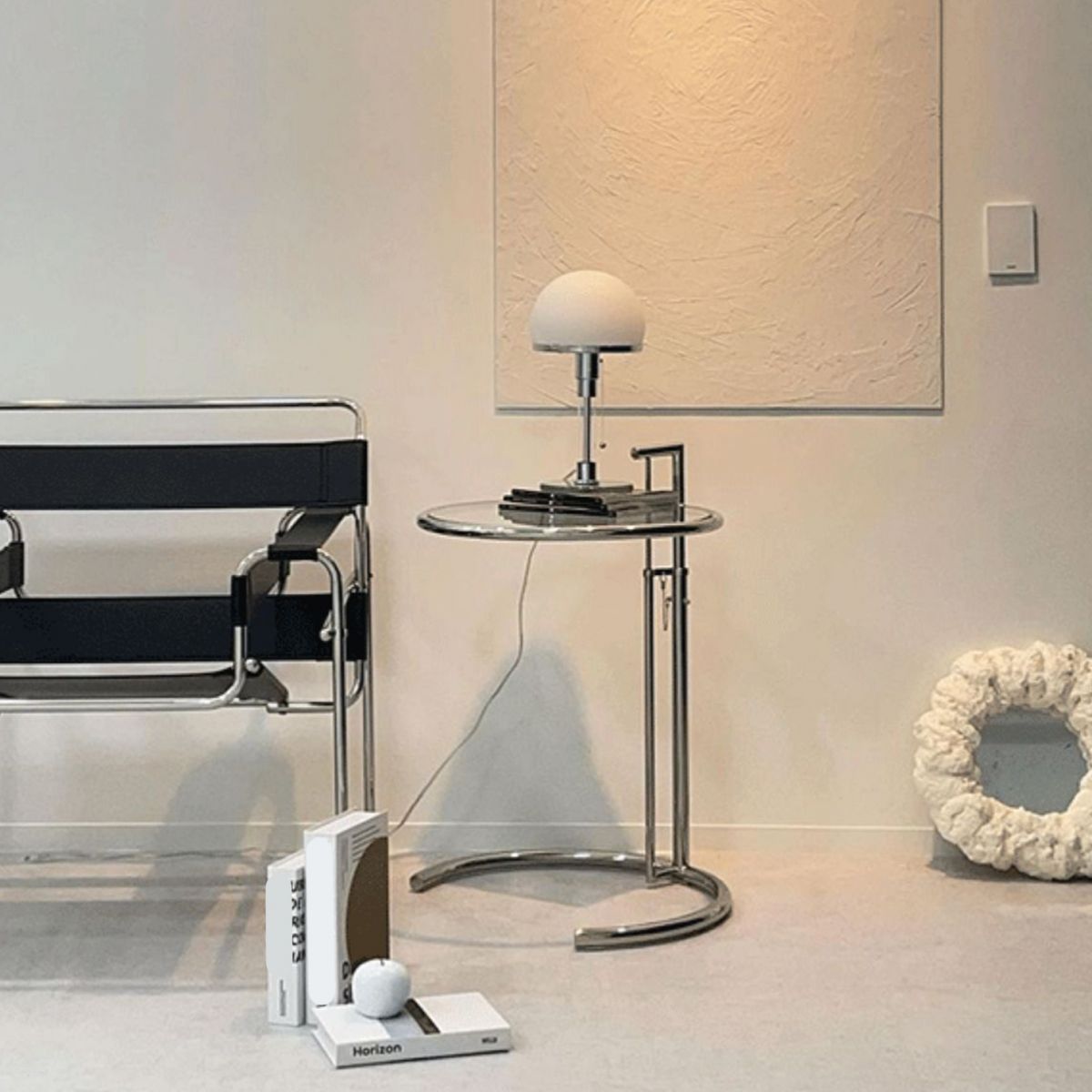 Modern Glass Top Abstract Round Living Room Accent Side Table