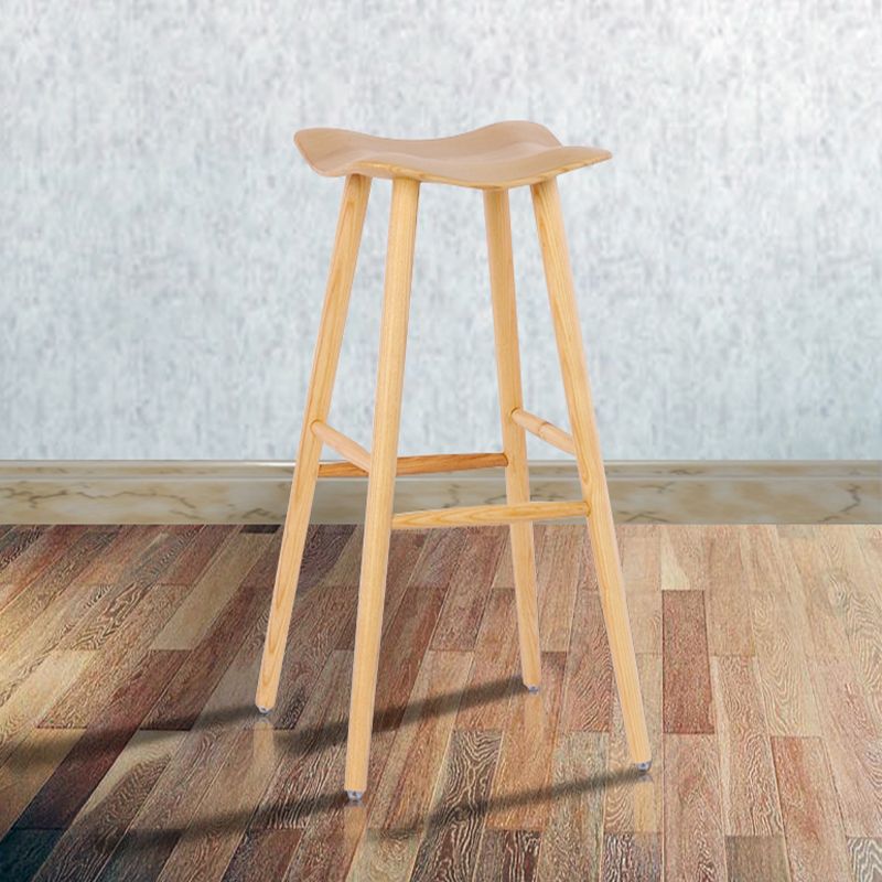 Contemporary 27.5-inch Ash Solid Wood Bar Stool with Footrest