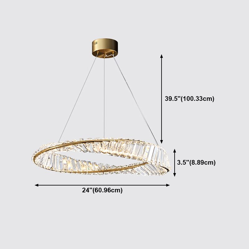 Contemporary Ring Chandelier Light Fixture Beveled Crystal Pendant Chandelier